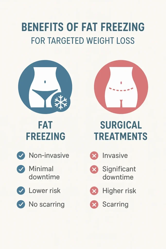 graphic showing the benefits of fat freezing Lower Place