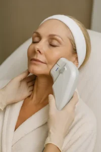 Woman receiving HIFU non surgical facelift treatment Lower Place