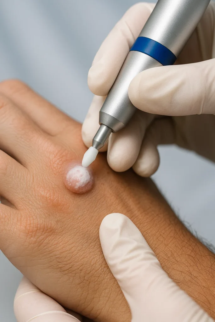 example of wart removal Lower Place using cryopen