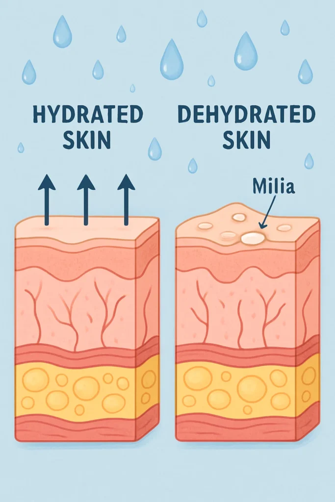 The importance of hydration and milia production Lower Place